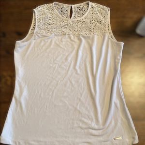 🍃  Calvin Klein White eyelet mesh blouse -Small